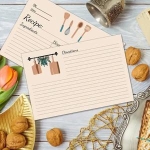 50pcs 주방 레시피 카드 세트 키트 엄마, 자매, 딸, 친구 선물을위한 양면 두꺼운 Cardstock 빈 레시피 카드 키트