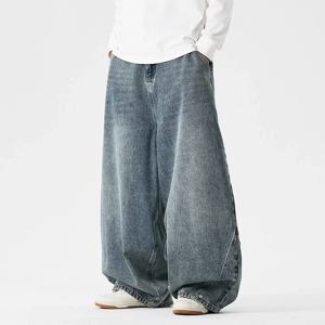 2025 봄 남성 streetwear 데님 바지 남성 하라주쿠 씻어 헐렁한 청바지 남성 y2k 패션 펑크 캐주얼 하이 웨이스트 와이드 레그 바지