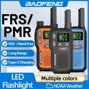 2PCS Baofeng BF-T18 미니 듀얼 PTT 워키 토키 휴대용 PMR FRS NOAA 손전등 지원 비상용 Type-C 충전기