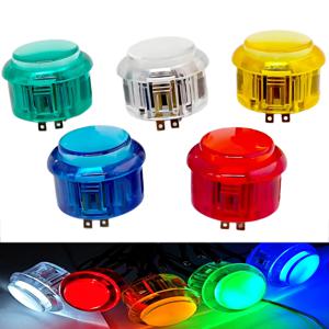 DIY 아케이드 기계용 LED 조명 푸시 단추, 투명 플라스틱 코인 작동 조이스틱 게임 단추, 5V, 30mm, 24mm