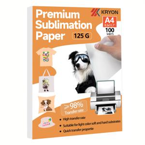 100매 125G A4 크기 8.3x11.7 lnch 승화 용지 열전사 용지 잉크젯 프린터와 호환 가능