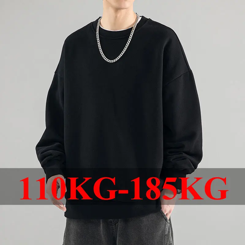 플러스 사이즈 남성 풀오버 전체 코튼 스웨터 5XL 6XL 7XL 가을 겨울 긴 소매 프린트 탑 남성 의류 110kg-180kg