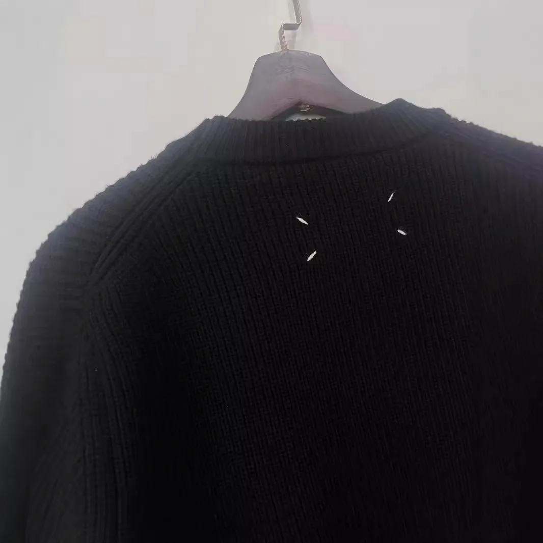 남성 니트 스웨터 단색 라운드넥 오버헤드 네 모서리 스티치 스타일 캐주얼웨어 두꺼운 긴팔 울 혼방