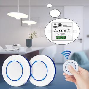 RF 433MHz 무선 조명 스위치 220V 110V 10A 릴레이 컨트롤러 스위치 홈 LED 조명에 대 한 미니 라운드 버튼 패널 스위치