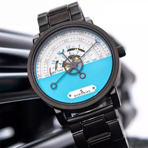 커스텀 남성 시계 BOBO BIRD 신상 최고급 오토매틱 기계식 시계 로고 맞춤 제작 나무 크리에이티브 손목시계 멋진 선물 상자 남성용 시계