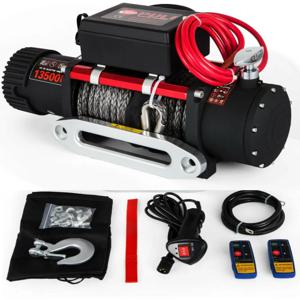 13500LBS 전기 윈치 합성 로프, 트럭 RVs ATV UTV용 리모컨 2 개 포함, 12V 윈치 4X4