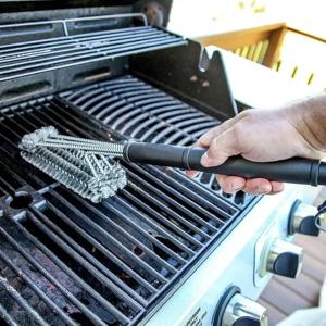 1개 주방용품 BBQ 그릴 브러쉬 및 스크레이퍼 바베큐 키트 세척 브러쉬 스테인리스 스틸 도구 와이어 브러쉬 삼각형