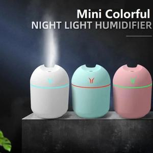 1개 컴팩트 USB 아로마 디퓨저 및 가습기(LED 야간 조명 포함) - 핑크 & 민트 그린, 가정 및 차량용 에센셜 오일 분무기
