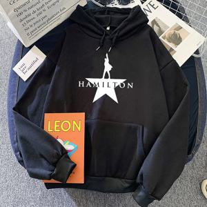 겨울 긴 소매 후드 풀오버, 뮤지컬 해밀턴 그래픽 후드, Sudadera Mujer 라운드 넥 포켓 여성 스웨터 인쇄