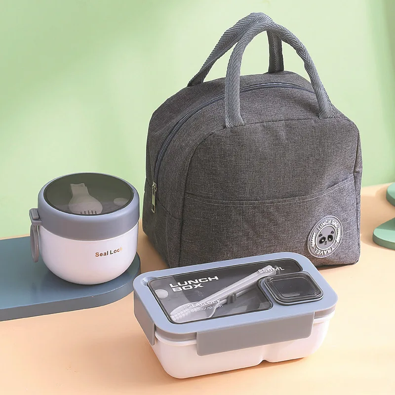 3pcs 도시락 상자, 뚜껑과 열 가방이있는 휴대용 및 누출 방지 보관 상자, 대형 간단한 식품 보관 가방, 학교로 돌아 가기
