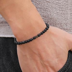 간단한 크로스 페르시 팔찌 남자 의류 액세서리 4mm 천연 용암 Howlite 스톤 팔찌 부적 캐주얼 옴므 쥬얼리 Pulseira