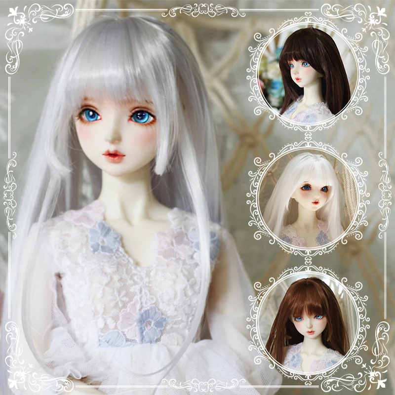 1/3 1/4 1/6 Bjd 인형 가발 (Bangs 포함) 소녀 용 긴 직선 가발 Diy Bjd 가발 액세서리