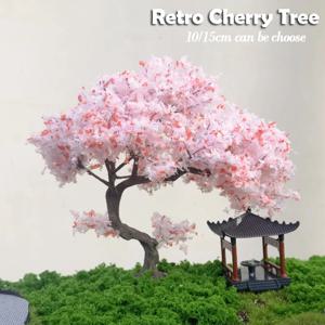 구부러진 모양의 핑크 꽃나무 모델, 기차 철도 레이아웃, 수제 DIY 소재, 마이크로 풍경 장식, 10 cm, 15cm