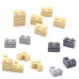 100PCS 1x2 도트 도시 벽 벽돌 MOC 하우스 빌딩 블록 액세서리 부품 호환 98283 교육 DIY 어린이 장난감