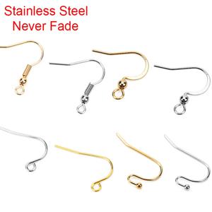 50pcs 결코 PVD 스테인레스 스틸 귀걸이 후크 걸쇠 대량 안티 알레르기 귀걸이 Diy 쥬얼리 결과에 대한 귀걸이 와이어 만들기