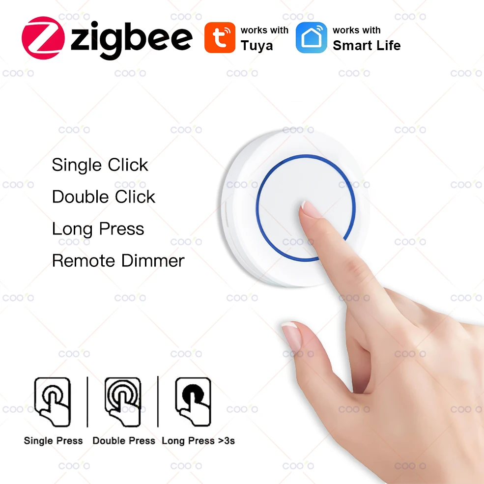 Tuya ZigBee 푸시 버튼 무선 핸드 - 원격 장면 스위치 컨트롤러 배터리 구동 자동화 앱 제어 장치 지원 Z2M