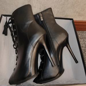 플랫폼 댄스 힐 11cm 9.5cm 0.5cm 플랫폼 블랙 가죽과 진짜 가죽 여성 섹시하고 편안한 하이힐 댄스 신발