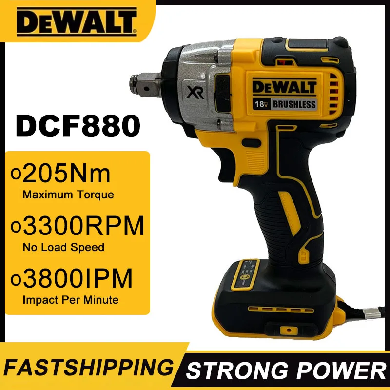 Dewalt DCF880 3300RPM 브러시리스 임팩트 렌치 고 토크 무선 전기 렌치 타이어 수리 도구 20V 충전식 전동 공구