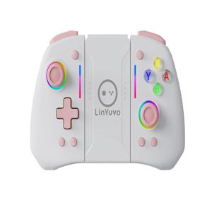 스위치/OLED 지원을 위한 LinYuvo 무선 조이스틱 웨이크업, 자이로 축, 터보, 눈부신 조명을 갖춘 이중 진동 KS42