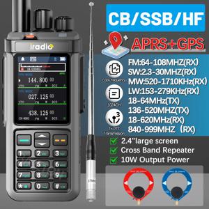 아이라디오 UV-98 PLUS GPS APRS 햄 라디오 멀티 밴드 10W AM FM CB SSB HF 크로스 밴드 리피터 2.4인치 대형 화면 단파 무전기