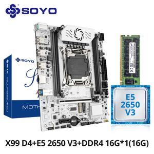 SOYO X99 게이밍 마더보드 키트 (제온 E5 2650 V3 CPU 및 DDR4 16G*1 2133MHz 메모리, 데스크탑 컴퓨터 호스트용 NVME PCIE3.0 SATA 포함)