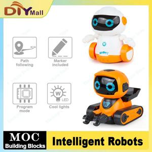 음향 효과가 있는 스마트 라인 추적 로봇 장난감 – 어린이 STEM 여름 선물을 위한 대화형 주황색 및 흰색 교육용 로봇