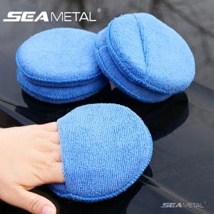 SEAMETAL 5/10Pcs 자동차 연마 스폰지 패드 손가락 포켓이있는 마이크로 화이버 자동차 디테일링 왁스 애플리케이터 패드 자동차 관리 광택 스폰지