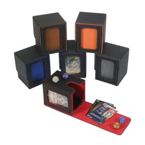 YuGiOh MTG 스포츠 카드 용 2 개의 분배기가있는 100 + 로드 트레이딩 카드 데크 박스 PU 가죽 마그네틱 클로저 게임 카드 보관함