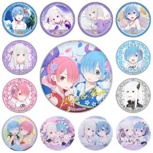 58mm 애니메이션 Re:ZERO 다른 세계에서 인생을 시작하다 에밀리아 렘 람 비아트리스 코스프레 의상 배지 핀 SPTE 틴플레이트 브로치 ﻿   소품