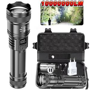 고출력 Led 손전등 디스플레이가 있는 USB 충전식 토치 배터리가 있는 확대 가능한 조명 캠핑 하이킹 랜턴 비상 램프