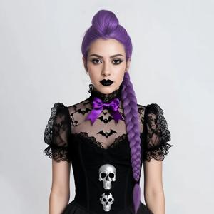 애니메이션 코스프레, 테마 이벤트 및 사진 촬영을 위한 합성 긴 보라색 싱글 브레이드 가발 – 코스프레 매니아에게 적합