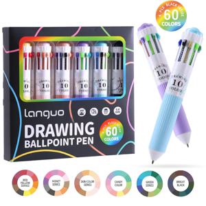 3/6팩 멀티컬러 펜, 28/60가지 색상, 10-in-1 컬러 볼펜, 0.8mm 미세 포인트 부드러운 필기감, 접이식 볼펜