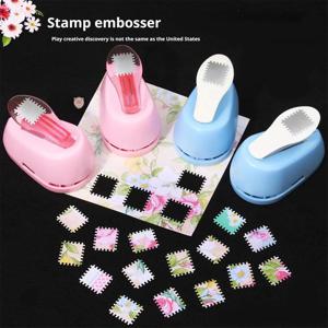 새로운 2x1.8cm 스탬프 모양 공예 펀치 엠보싱 기계 원형 구멍 펀치 톱니형 펀처 엠보서