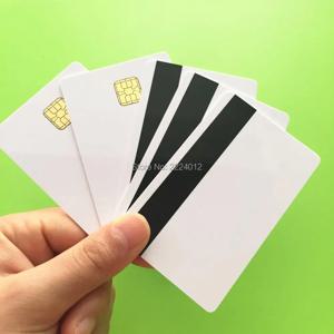 흰색 접촉 Sle4428 칩 스마트 IC 블랭크 PVC 카드, POS 메모리 EEPROM 카드용 3 트랙 Hi-Co 마그네틱 스트라이프 카드, 로트당 20 개