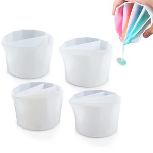 페인트 붓기 용 분할 컵, 재사용 가능한 유체 아트 분할 컵 아크릴 페인트 수지 용 분배기가있는 실리콘 분할 붓기 컵
