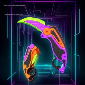 3D 인쇄 중력 클로 나이프 Fidget 장난감 플라스틱 접는 나비 칼 성인 스트레스 릴리프 장난감 소설 어린이 장난감 크리스마스 선물