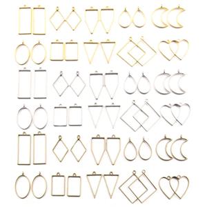 30pcs 금속 기하학적 중공 프레임 펜 던 트 매력 DIY 쥬얼리에 대 한 UV 에폭시 수 지 공예 베젤 액세서리 만들기