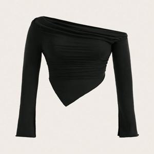 여성용 섹시한 솔리드 원숄더 긴팔 티셔츠, 그런지 고스, 슬림핏 티셔츠, 스트리트웨어, Y2K 의류, 용수철 가을, 2025