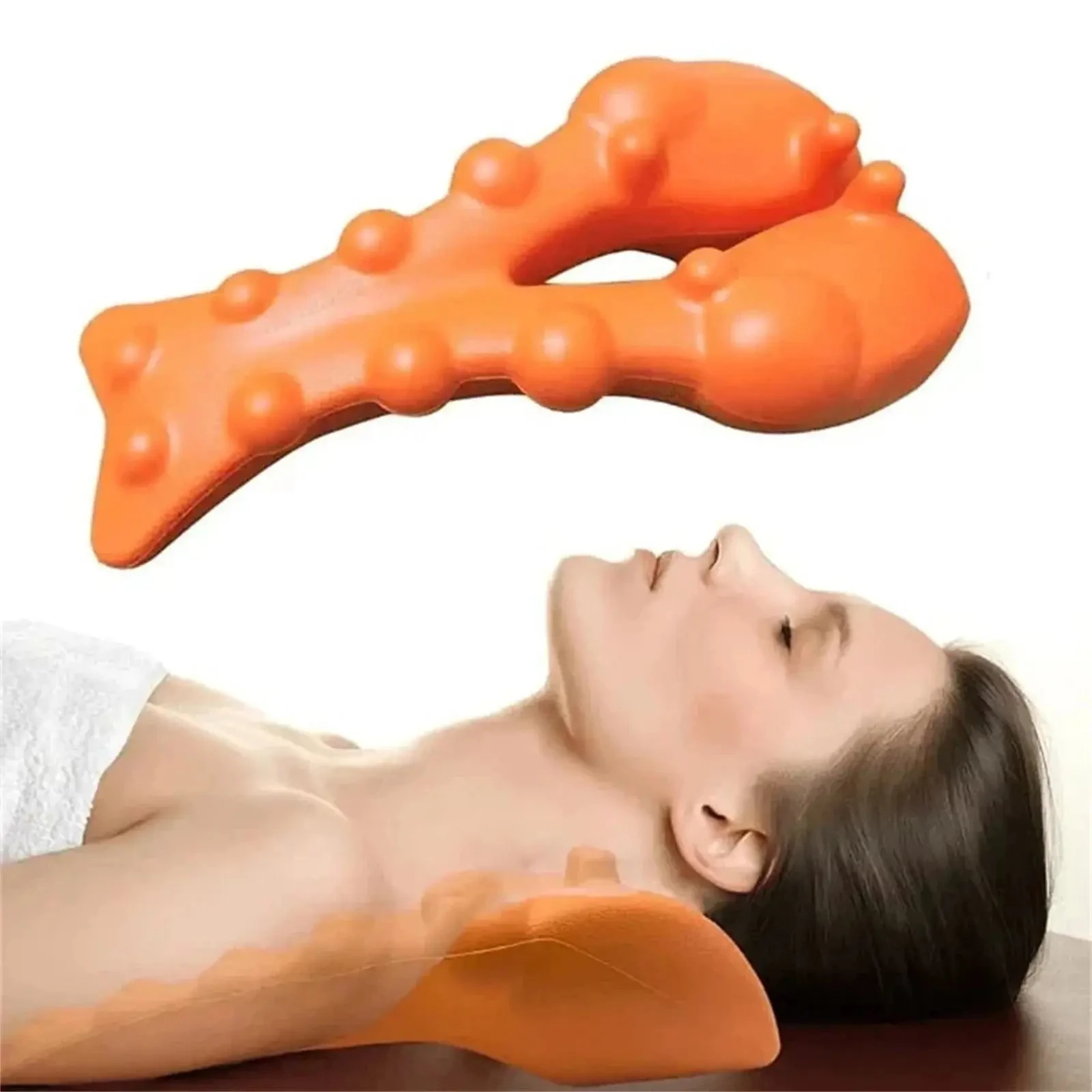 경추 견인 장치 목 스트레칭 마사지기 (목/어깨 스트레칭, 트리거 포인트 마사지 도구, 목 지지 장치)