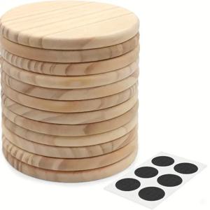5pcs 미완성 된 나무 컵 받침, 자연 공예 및 웨딩 장식을위한 나무 조각, DIY 아트 페인팅을위한 빈 컵 받침 나무 키트