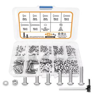 M3 육각 헤드 나사, 스테인리스 스틸 내부 육각 나사 와셔 너트 세트, 단추 헤드, M3 x 4, 6, 8, 10, 12, 14, 16mm, 240 개