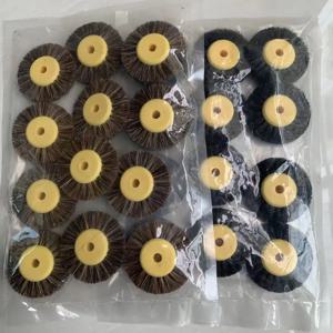 12PCS 55MM 연마 브러시 블랙 브라운 브리 슬 버핑 연마 브러시 노란색 플라스틱 센터 쥬얼리 도구