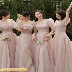 신부 들러리 롱 심플 엘레강스 슬리밍 봄 여름 신상 웨딩드레스 자매 그룹 친구 커플룩