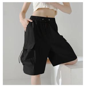 도파민 워크웨어 반바지 여성 여름 얇은 레트로 아메리칸 루즈 스포츠 캐주얼 중간 길이 와이드 레그 파이브 포인트 팬츠