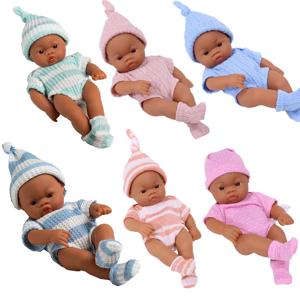 여아용 미니 다시 태어난 인형, 비닐 다크 브라운 스킨, 실물 같은 부드러운 아기 인형 장난감, 20cm, 7 인치