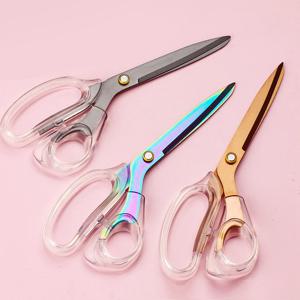 비대칭 아크릴 가위 투명 손잡이 날카로운 스테인레스 스틸 주방, 사무용품, 종이 컷 가지 치기 봉제 ZS-14