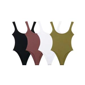 여성용 스키니 리브드 바디수트, O 넥, 스트랩, 스냅 버튼, 여성용 플레이수트, 섹시한 패션