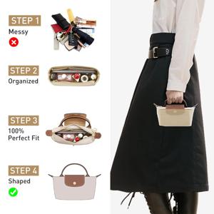 Longchamp Mini Le Pliage용 가방 정리함, 소형 토트백 보관 및 마무리 라이너 핸드백, 삽입 정리함 적합