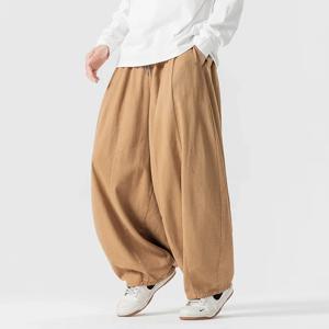 남성 캐주얼 바지 가을 일본식 느슨한 빈티지 따뜻한 남성 랜턴 바지 남성 특대 패션 넓은 다리 바지 streetwear