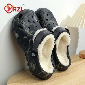 YRZL 겨울 슬리퍼 남성 실내 따뜻한 슬리퍼 여름 이동식 샌들 남성 캐주얼 미끄럼 방지 플러시 모피 나막신 남성용